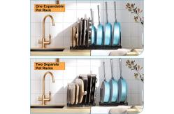 China Black Metal Adjustable Pot And Pan Organizer Rack For Cabinet supplier