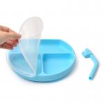 Sky Blue Silicone Plate Microwave Childrens Silicone Plates BPA Free for sale