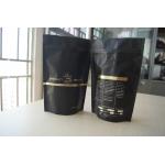 Coffee Bean Packaging Matte Black Foil Pouch Packaging , Stand Up Degassing Valve for sale