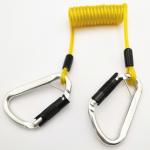 Professional Adjustable Retractable Safety Plastic Coated Spring Steel Coiled Tool Lanyard for sale