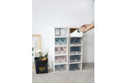 China 10 Pairs Plastic Shoe Box Organizer Clear Stackable Small Shoe Drawer supplier