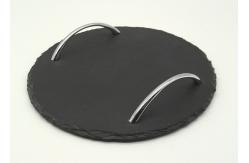 China Natural Edge Slate Serving Tray Round Shape Diameter 22cm For Kitchen supplier