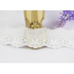 White Floral Embroidered Cotton Lace Trims Eyelet Lace Ribbon For Garment Market for sale