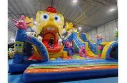 China Automatic Move Inflatable Bounce House With Slide SpongeBob SquarePants Inflatable Fun City supplier