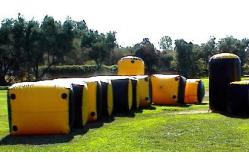 China Weave String Structure Inflatable Paint Bunker Trampoline Combo supplier