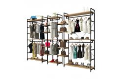 China Commercial  Metal Display Fixture Heavy Duty Retail Shelving Apparel Rack Display Clothes Rail supplier