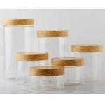Cosmetic Clear Plastic Storage Jar Empty Refillable With Bamboo Cap