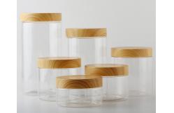 China Cosmetic Clear Plastic Storage Jar Empty Refillable With Bamboo Cap supplier