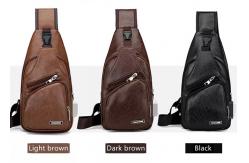 China USB Charging Messenger Shoulder Strap Bag Reusable PU Leather supplier