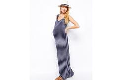 China 2017 beach dress design maternity long dress in blue and white stripe supplier