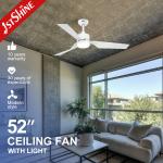 52 inch Modern Design 1stshine LED Ceiling Fan with Dimmable Light and Remote Control for sale