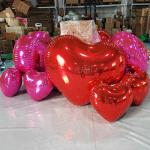 Advertising Event Decor Inflatable Heart Shaped Mirror Ball PVC Mirror Balloon Airtight Mirror Sphere For Festival for sale