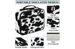 China Multi Functional Waterproof Fabric Cow Printed Lunch Bag With Handle supplier