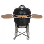 Charcoal Nylon Wheels 22 Inch Kamado Grill Bamboo Shelves And Handle