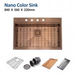 84x56 Coloured Stainless Steel Sink  Copper Brushed Topmount 33 Inch 1 Bowl Kitchen Sink for sale