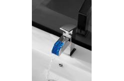China Waterfall Wash Basin Faucet LED light Hot and Cold Water Supply supplier