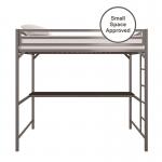 Gray Single Person Metal Frame Loft Bed With Study Desk Book Shelf for sale