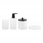 Milky White Glass Bath Accessories Set Round With Circle Line Lotion Dispenser Modern Set for sale