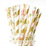 Customer Printed Paper Party Straws 0.25 Inches Diameter Durable Reusable for sale