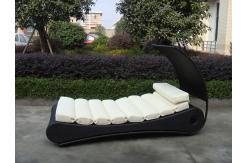 China Comfortable Roofed Black Rattan Sun Lounger With White Cushion supplier