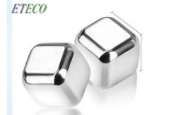 China 8pcs Set Stainless Steel Whiskey Cubes , Silver Ice Cubes With Ice Tongs supplier