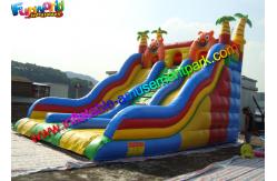 China Three Lane Inflatable Bouncers With Slide Hand Printing 8mLx5mWx6mH supplier
