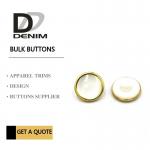 Shank Polyester Bulk Clothing Buttons Pearl With Metal Gold Rim For Shirt for sale