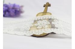 China Scalloped Edge Flower Embroidered Lace Ribbon , Embroidered Mesh Lace Trim supplier