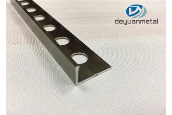 Hole Punched Aluminium Round Edge Tile Trim , 1.0mm Carpet Aluminum Trim