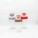 430ml Straw Plastic Water Bottle With Cartoon Monkey Stopper for sale