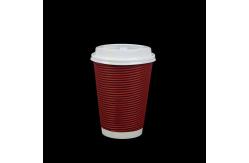 China Compostable Red Coffee Disposable Paper Cusp With Lid For Hot Beverages supplier