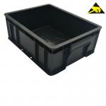 Esd Plastic Box Cleanroom Black Plastic Circulation Safe Box Esd Pcb Trays Esd Stackable Bins For Anti-Static Protection for sale