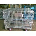 Zinc Finish Rigid Rolling Wire Mesh Cage With Foot Brakes / Castors