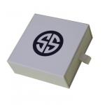 Other Gift Craft Surface Finish Glossy White Box with Black Silver Hot Foil Logo for sale