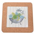 DIY Yuelin Square Cork Backed Placemats Board Trivets 8''X 8'' X 0.4'' Ceramic Tile Base for sale