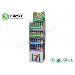 Folding 4 Shelves Retail Promotion Beverage Cardboard Paper Floor Stand Display Customized for sale