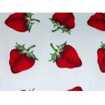 Red Strawberry Printed Cotton Canvas / Anti Dirt Baby Cotton Fabric for sale