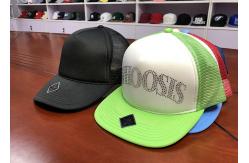 China China Hot sale Flat brim custom logo rhinestone blank 5panel snapback hats caps supplier