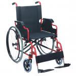 Colored Frame Affordable Manual Folding Wheelchair Solid Rear Front Casters for sale