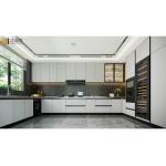 Elegant And Modern U-Shaped Stainless Stee Kitchen Cabinet with Integrated Wine Cooler for sale