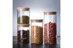 China 1000ml Borosilicate Glass Storage Jar With Bamboo Lid supplier