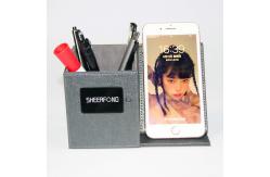 China Multipurpose Leather Pencil Holder Desk Organiser With Wireless Charger Waterproof supplier