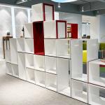 Customized Wooden Office Area Divider Bookcase Mobile Cube Bookcase Shelf