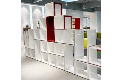China Customized Wooden Office Area Divider Bookcase Mobile Cube Bookcase Shelf supplier