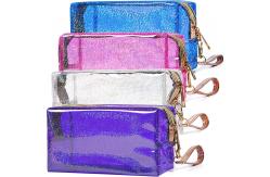 China Cosmetic Bags PVC Transparent Zippered Toiletry Bag With Handle Strap supplier