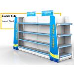 Blue Pharmacy Display Shelves Pharmacy Storage Racks With Double / Single Side for sale
