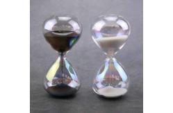 China Classic Glass Sand Timer Hourglass  Sand Clock Black And White supplier