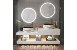 China Rectangle Double Sink Waterproof Bathroom Vanity With Smart Lighted Led Mirror supplier