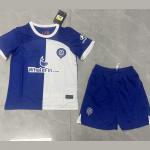 White Blue Kids Soccer Jerseys Twill Jacquard Football Jersey Custom Name for sale