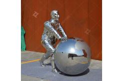 China Outside Stainless Steel Sculpture Casting Mirrored Figure And Globe supplier